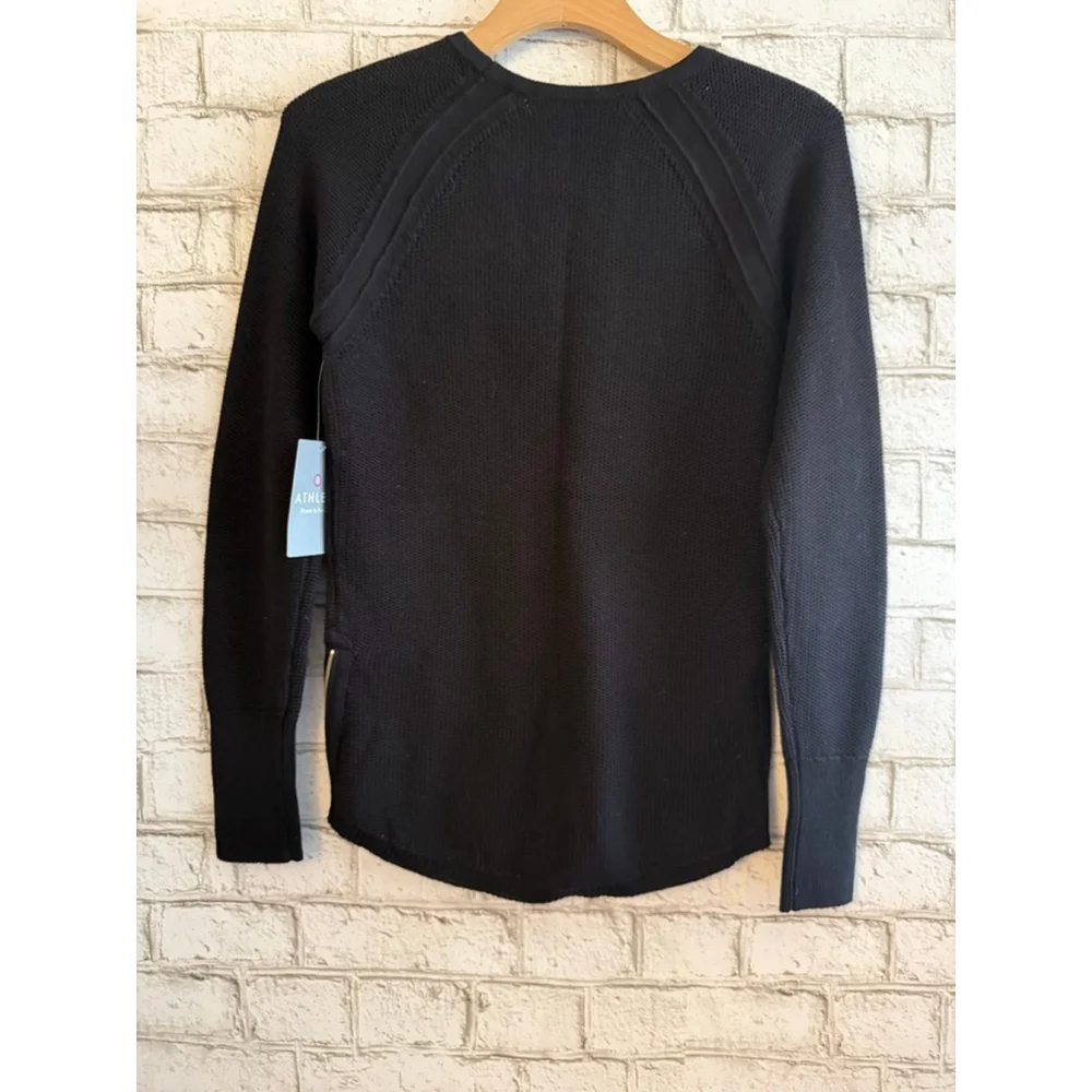 NWT Athleta Varsity Sweater Side Zip Cotton Blend Black size XS